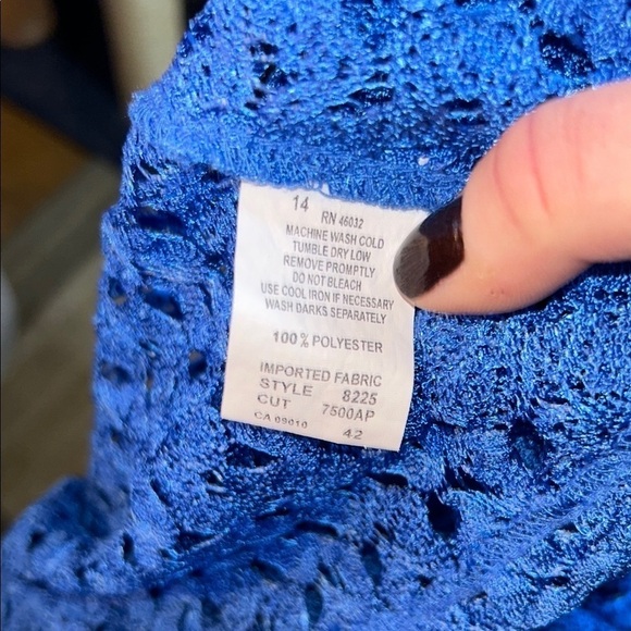 Southern Lady Blue Crochet Open-Front Cardigan - Picture 9 of 9